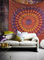 Popular Handicrafts Tapisserie, Wandbehang, Hippie, Mandala, Bohemian, Hippie, psychedelisch, aufwendig, florales Design, indischer Wandteppich, Tagesdecke, 215 x 230 cm, Rot/Gelb