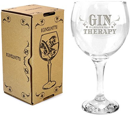 Ginsanity [The Gin Collective Coupe de Verres Gin & Tonic Ballon Cocktail/Lunettes Dans Une Boîte Cadeau [545ml] - Gin is Cheaper than Therapy