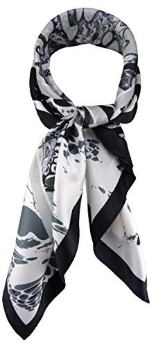 TigerTie Damen Nickituch Halstuch in grau silber schwarz weiss gemustert - Größe 60 x 60 cm
