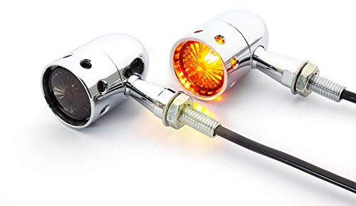 Alchemy Parts Blinker Motorrad für Retro Individuell Hog Chopper Bobber Projekt - Chrom - Gebohrte