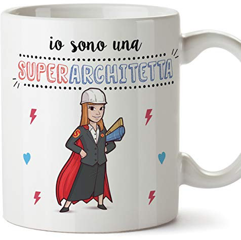 Mugffins architetta Tazze Originali di caffè e Colazione da Regalare Lavoratori e Professionisti - Io Sono Una Super architetta - Ceramica 350 ml