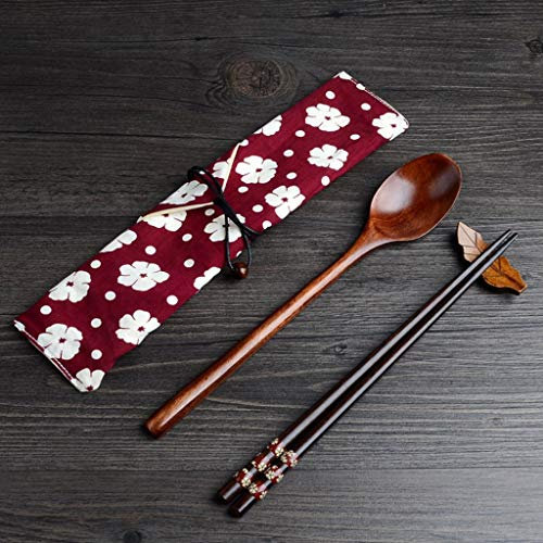 Hongyantech Baguettes, cuillère, Baguettes, Nature Japonaise Baguettes en Bois Rouge écologique
