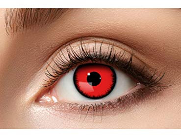 Roter Engel Kontaktlinsen/Monatslinsen - Motivlinsen ohne Sehstärke - Unisex - Erwachsene - ideal für Halloween, Karneval, Motto-Party & Cosplay