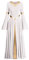 IMEKIS Women Liturgical Praise Dress Metallic Splice Lyrical Dance Dresses Long Sleeve V Neck Casual Pleated Swing Skirt Church Worship Prayer Gowns Ballroom Dancewear Costume White S