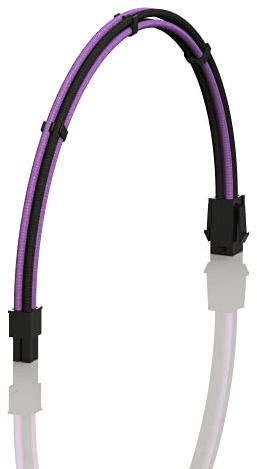LINKUP - AVA 50cm 4-Poliges CPU-ATX-Motherboard-Netzteil Geflochtene Benutzerdefinierte Mod-PC-Verlängerungskabel mit Kämmen | Einzelpackung | 500mm - Lila Schwarz