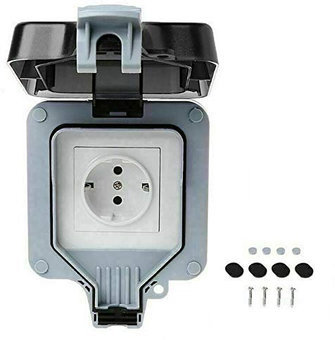 Enchufe exterior impermeable,IP66 16A enchufes pared impermeables con tapa garaje exterior jardín