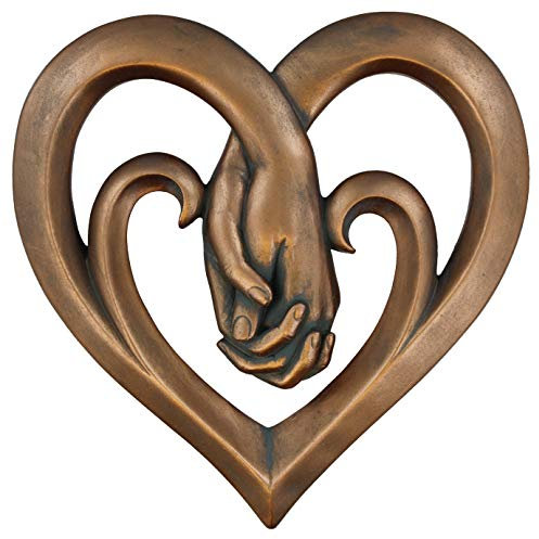 Top Brass Escultura decorativa de corazón de bronce de cobre, acabado Verdigris - Forever Love