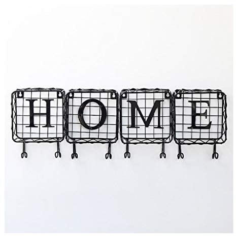 MYBA Garderobenhaken Kleiderhaken Kreative Schmiedeeisen Haken Wandmontage Keys Buchstabe-Speicher-Mantel-Zahnstangen-Halter Haus Dekorative Schmiedeeisen Kleiderhaken (Color : Home)