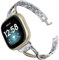 Wearlizer Compatible with Fitbit Versa 4/ Versa 3/ Sense 2/ Sense Strap for Women Dressy Metal Replacement Wristbands Bands Bling Rhinestone Bracelet Band for Fitbit Versa 4 Smartwatch, Silver + Gold