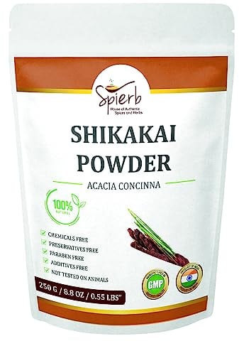 Spierb Shikakai Pulver für Haare – 250g / 8.8 oz / 0.55 Lb – Acacia Concinna - Natürliches ayurvedisches Haarwaschpulver – Ideal für DIY-Haarmasken – 100% pflanzlich, ohne Chemikalien
