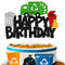 Garbage Truck Cake Topper Happy Birthday Sign Cake Decorations for Trash Green Recycling Truck Themed Bday Party Supplies