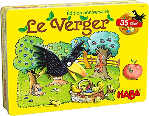 HABA - Le verger Édition Anniversaire - Jeu de société Enfant - Jeu coopératif en Bois - Jeu de Plateau - Boite métallique - 1 à 4 Joueurs - 3 Ans et Plus - 306151