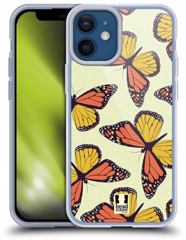 Head Case Designs Monarca Patrón de Mariposa Caso Funda de Gel Suave Compatible con Apple iPhone 12 Mini