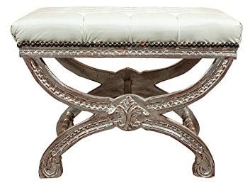 Biscottini INTERNATIONAL ART TRADING L6745-3, Stile Nera 72x45x55 cm/Poltrona Legno di faggio/Panchetto casa/Sgabello Barocco Imbottito, Media