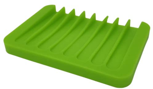WS UK 1 x Silicone Soap Dish for Bathroom, Kitchen or Shower [Green]