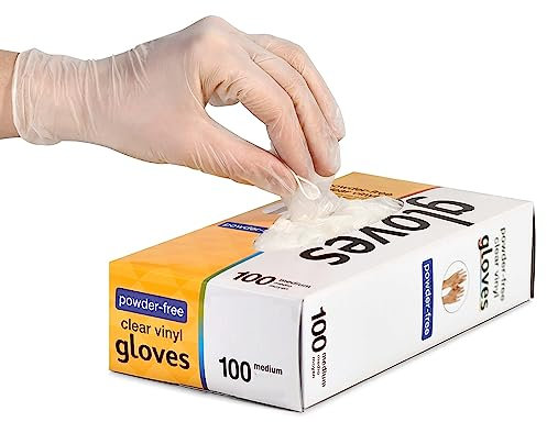 K-MART Einweg-Vinylhandschuhe, puderfreie und latexfreie transparent Einmalhandschuhe mit 100 Stück/Box (XL)