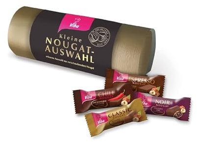 Viba Nougat-Auswahl, Viba's Beste, Geschenk-Rolle (Kleine Nougat-Auswahl, feinherb, 160 g)