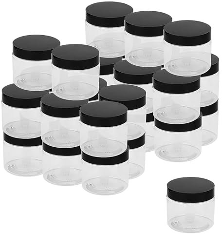 MUKCHAP 30 Pack 150ml Clear Plastic Jars with Lids, Round Empty Storage Jars Containers, Wide Mouth Plastic Container for Spice, Sweet, Jam, Nut