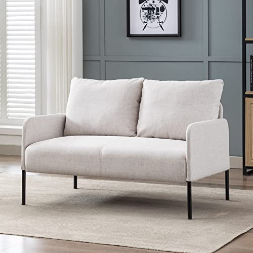Wahson Sofa 2 Sitzer Couch mit Lehne, gepolsterter Sessel Loungesofa Stoffsofa Metallrahmen, Doppelsofa für Wohnzimmer Empfang Café 120 x 76.5 x 80 cm