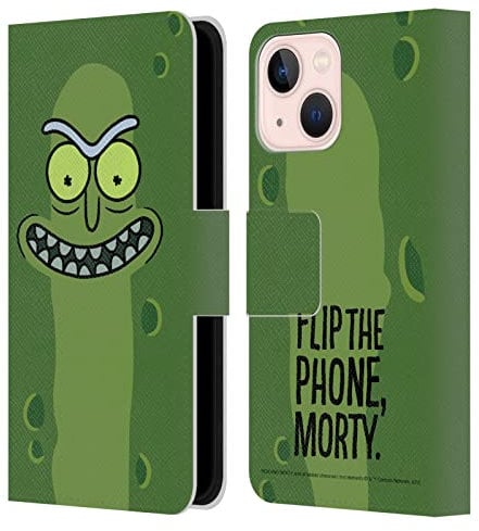 Head Case Designs Officially Licensed Rick And Morty Pickle Rick Season 3 Graphics Leather Book Wallet Case Cover Compatible With Apple iPhone 13 Mini