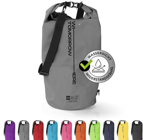 #DoYourOutdoor Where Tomorrow Dry Bag Tasche 30L grau | Wasserdichter Rucksack | Wasserfester Beutel & Packsack | Drybag ideal für Boot, Kajak, Angeln und Camping