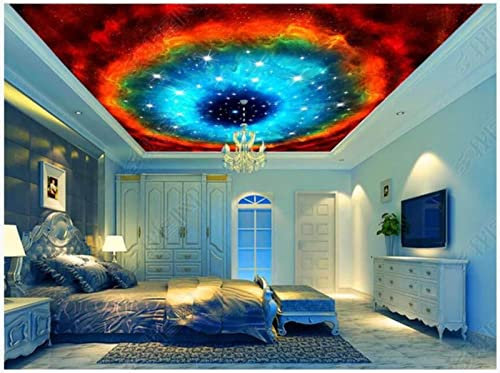 ONESOL Wandbild 3D Wohnzimmer Decke Tapete abstrakte Farbe Galaxie Sternenhimmel Schlafzimmer Hotel Lobby Decke Aufkleber Wandkunst