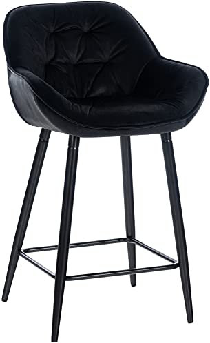 CLP Barhocker Gibson I Gepolsterter Tresenstuhl Mit Fußstütze, Farbe:schwarz, Material:Samt