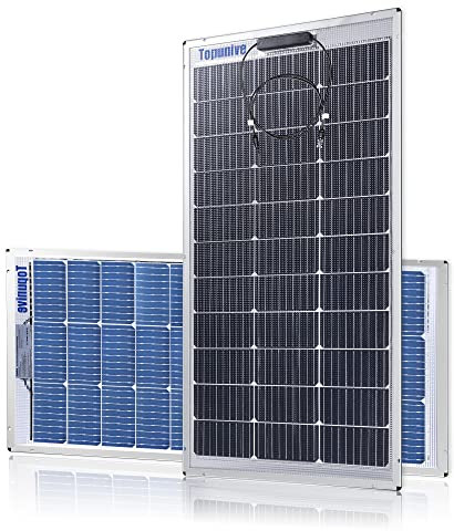 Topunive Panneau solaire 100 W 12 V bifacial monocristallin double face 100 W 12 V pour batteries 12 V caravane, camping-car, bateau, yacht, marine, balcon
