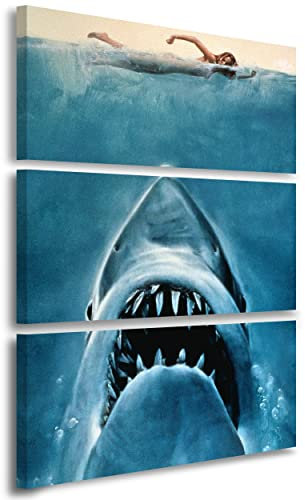 Artis Prints Leinwandbild Der weiße Hai | Film - Blockbuster - Hollywood, Meer - Fisch - Unterwasser - Poster, Inneneinrichtung - Wohnung, Klein bis XXL