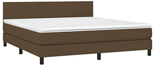 vidaXL Boxspringbett mit Matratze Dunkelbraun 180x200 cm Stoff