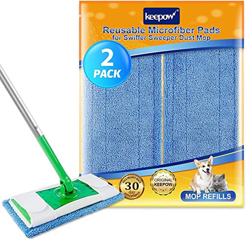 KEEPOW 2 Waschbare Wiederverwendbare Pads für Swiffer Sweeper Mop