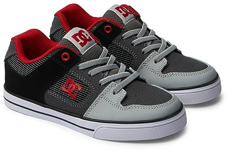DC Shoes Pure Elastic Sneaker, RED/Heather Grey, 34 EU