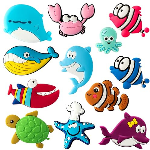 Adval9Vram Meerestier Kühlschrank Aufkleber Dekor Oktopus Schildkröten Anemonenfisch Kühlschrank Ornament 3D Souvenirs Geschenke Tür Dekorationen für Kühlschrank Auto Locker