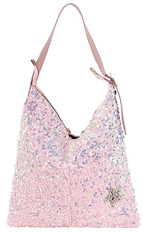AiSi Borsa da viaggio per tutti i giorni con paillettes glitterate da donna e ragazze, Stella + Rosa, 1