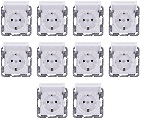 10 Stück Gira 445427 SCHUKO-Steckdose mit Klappdeckel System 55 Reinweiß seidenmatt