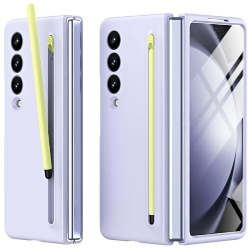 Miimall Coque pour Coque Samsung Z Fold 4 avec Stylet + Protection d'écran Avant + Fente Automatique à Ressort pour Stylo, Étui de Protection Ultra-Fin pour Samsung Galaxy Z Fold 4 (Violet)
