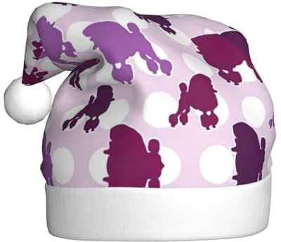 StOlmx Weihnachtsmütze Weihnachtsmütze für Erwachsene Deluxe Plüsch Nikolausmütze mit Breite für Weihnachtsmann Kostüm lila Pudel Polka Dot