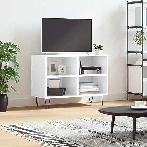 TANZEM TV-Schrank Hochglanz-Weiß 69,5x30x50 cm Holzwerkstoff, TV Lowboard, Fernsehschrank, Fernsehtisch, Fernseher Schrank, TV Sideboard, TV Board, TV Cabinet, TV Bank, TV Kommode - 826966