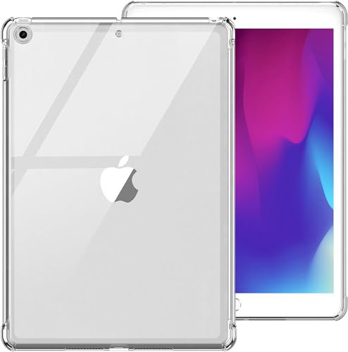 Coque pour iPad 9ème/8ème/7ème génération Transparent iPad 10,2 pouces, étui 2021, 2020 et 2019, étui transparent pour iPad 10,2, étui de protection en TPU de haute qualité résistant aux chocs