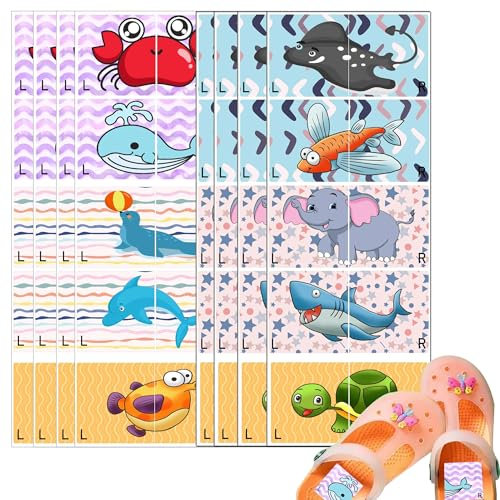 Schuhaufkleber für Kinder Links Rechts Sohle Aufkleber 50 Stück Tier Wasserdicht Schuhe Aufkleber für Kindertag Geburtstag Baby Party Geschenk Frühes Lernen Abziehbilder