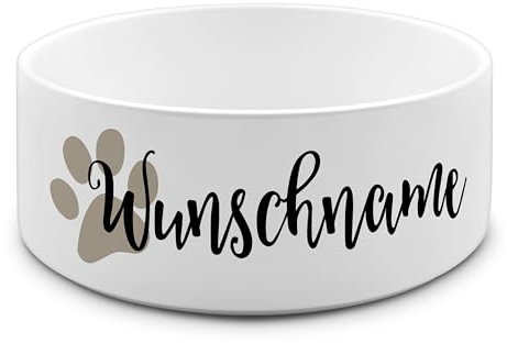PrintPlanet® - Futternapf mit Name oder Text personalisiert – Für Hunde - Napf Hundenapf Wassernapf selbst gestalten - Layout 02