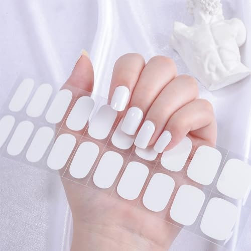 22PCS UV Gel Strips - Weiß Selbstklebende Nagelfolie Maniküre für natürliche Nägel (Weiß)