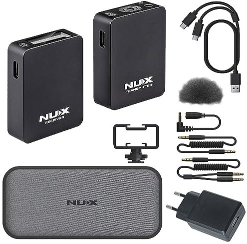 Nux B-10 Vlog drahtloses Mikrofon-System für Smartphone Tablet Kamera + keepdrum USB Netzteil