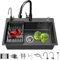 TULAZOU Fregadero cocina Gris oscuro,60x45 cm 304 Fregadero de acero inoxidable,fregadero cocina,fregadero cocina 1 senoque incluye Grifo/Grifo de agua purificada/Dispensador de jabón