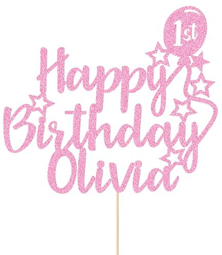 Personalised Happy Birthday Cake Topper Birthday Cake Toppers Gifts for Women Girls Custom Glitter Cake Topper Gifts with Any Name & Age Cake Decorations for 18th 21st 30th 40th 50th(Baby Pink)