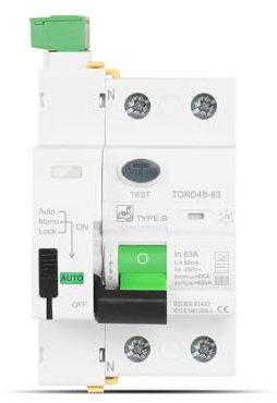 Dispositif de réenclenchement automatique de type B DC, disjoncteur de courant différentiel 2P 63A 30mA, 1 pièce (Size : 2 Pole 30 mA, Color : 63A)