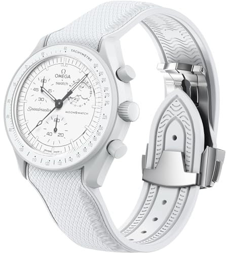 REBANDACE Uhrenarmband für Omega X Swatch MoonSwatch Watch 20 mm, Faltschließe Omega X Swatch Moonswatch Speedmaster, Ersatzarmband, gebogen, keine Lücken, Moonswatch Swatch-Armband für Herren und