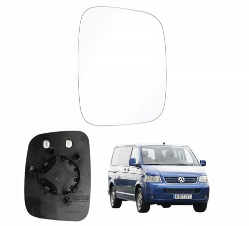 lcyen Spiegelglas Rechts Ersatz für VW T5 2003-2009 Caddy 2004-2015 Heizbar Ersatzspiegelglas mit Trägerplatte 7H0857521 7H0857522
