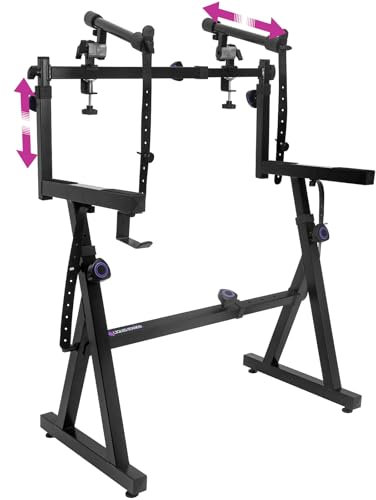 Liquid Stands Dual Piano Keyboard Stand - Z Style, Portable 2 Tier Heavy Duty Music Stand for Synth and Electric Digital Keyboards - Fits 54-61-88 Key Pianos