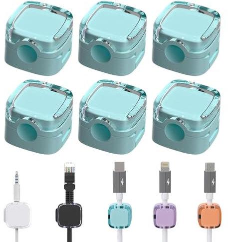 2024 Neue 6PCS Ladekabel Magnetische Kabel Organizer Lagerung Halter, Magnetische Kabel Clips, Kabelhalter Selbstklebend, Kabel Organizer Selbstklebend für Schreibtisch (Blau)